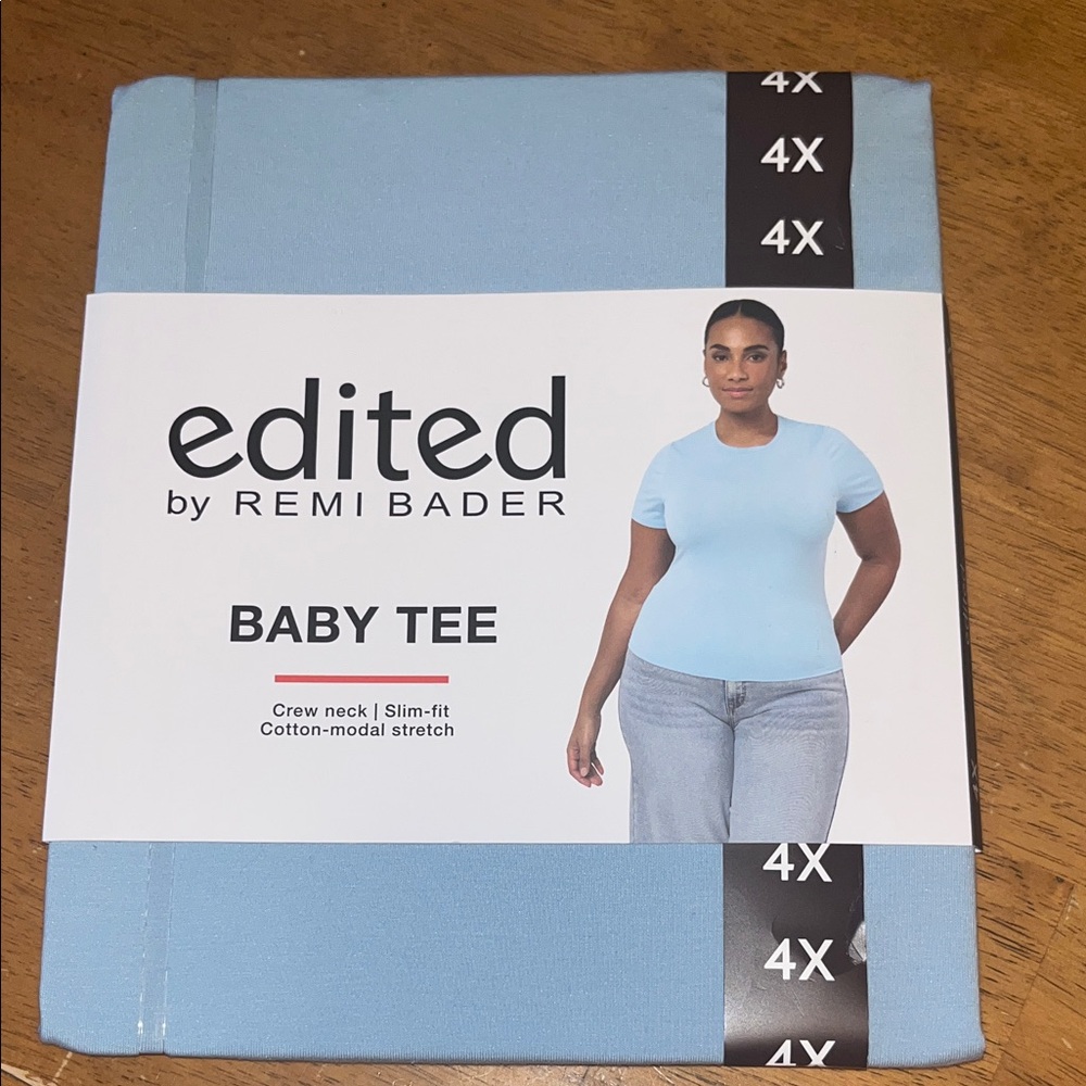 Edited by Remi Bader Light Blue Baby Tee